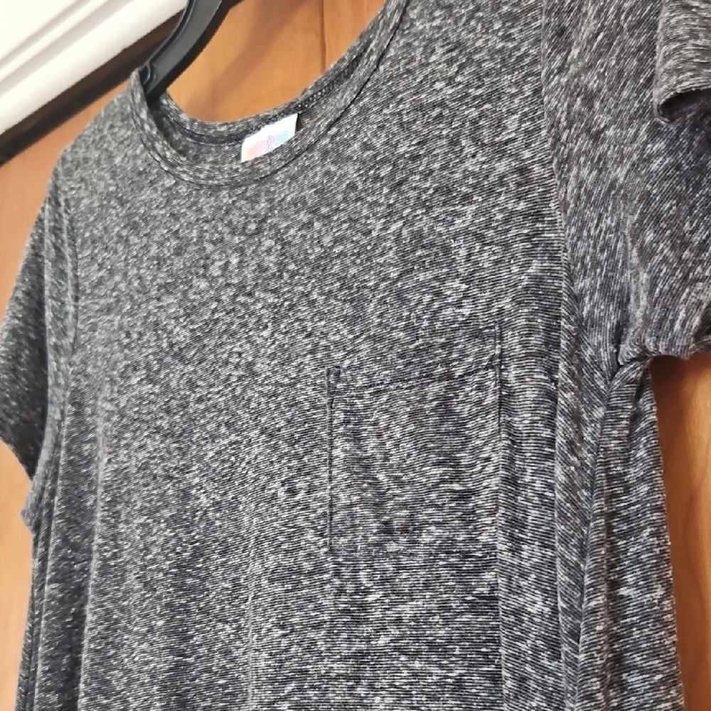 LuLaRoe Gray High-Low Casual Pocket Dress Crew Neck Short Sleeve Small